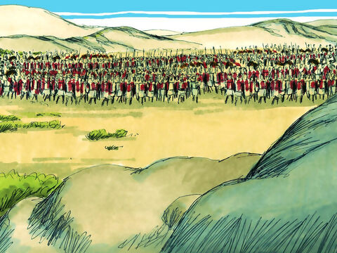 Abias conseguiu reunir apenas metade desse número em seu exército - 400.000 guerreiros. – Slide número 6