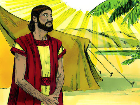 Gênesis 12: 4,9. Neste tempo Abrão tinha 75 anos de idade. Deus falou para ele que continuasse sua jornada para a terra de Canaã. – Slide número 5