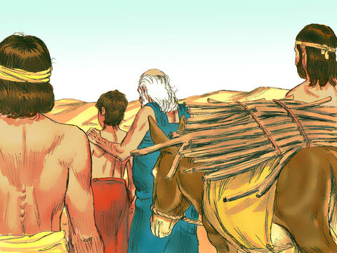 Então, Abraão e Isaque retornaram aos servos que estavam esperando, e partiram para o sul de Berseba onde eles ficaram. – Slide número 15