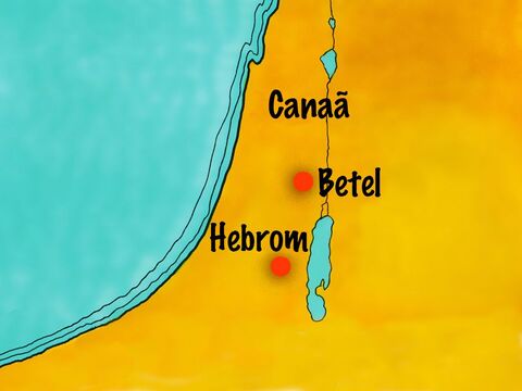 Abrão se mudou para o oeste de onde Ló tinha se estabelecido, numa área chamada Hebrom. – Slide número 12
