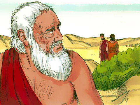 Os dois homens começaram a caminhar em direção a Sodoma. Abraão estava preocupado, porque seu sobrinho Ló e sua família estavam vivendo em Sodoma. – Slide número 11