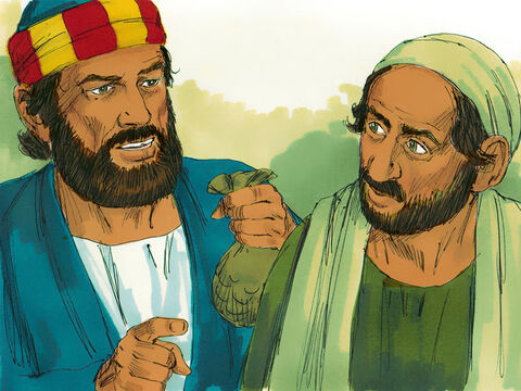 Pedro descobriu a verdade e confrontou Ananias: "Como é que Satanás te fez mentir para o Espírito Santo e guardar parte do dinheiro para vocês?", perguntou ele. – Slide número 2