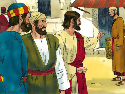 Jesus achou um homem chamado Filipe em Betsaida e disse a ele: "Venha comigo". – Slide número 8