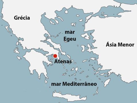 Este mapa mostra a posição de Atenas, na Grécia antiga. – Slide número 1