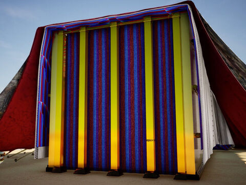 Uma cortina cobria a entrada do Santo Lugar. – Slide número 8