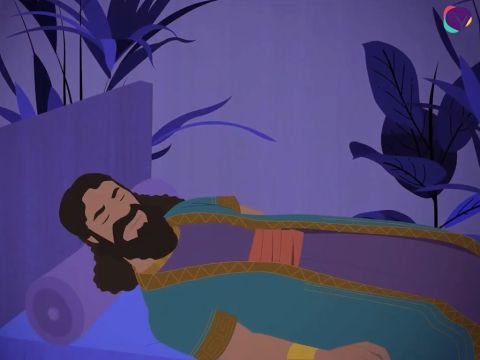 Durante o segundo ano do reinado do rei Nabucodonosor, ele havia tido um sonho ruim que o perturbou grandemente. – Slide número 1