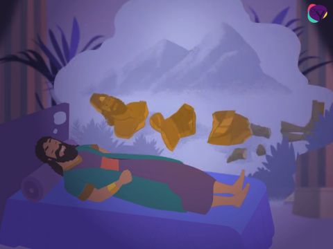À medida em que o senhor observava, a pedra foi se tornando cada vez maior até que se tornou uma grande montanha que ocupou toda a terra. – Slide número 15