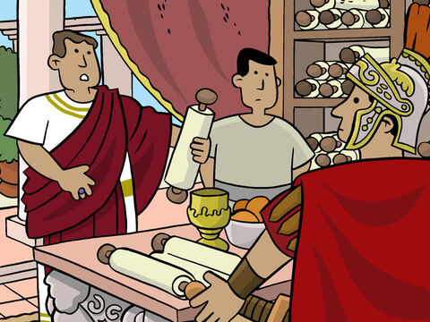 Por volta da época em que Jesus deveria nascer, o imperador romano, César Augusto, ordenou que se fizesse uma contagem de todo o povo em todo o Império Romano. – Slide número 1