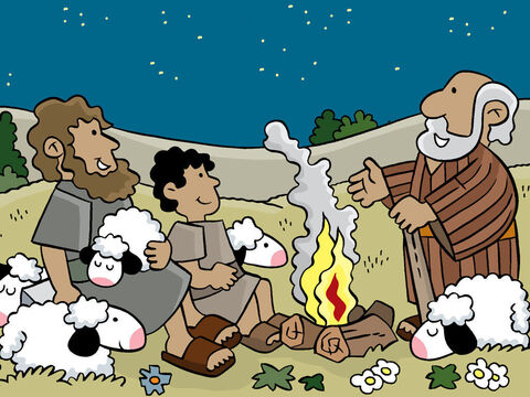 Naquela mesma noite, não muito longe da cidade, os pastores estavam observando suas ovelhas nos montes. – Slide número 10