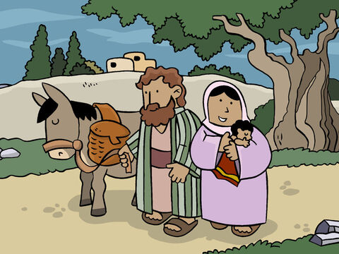 Então Maria e José voltaram para casa para cuidar do Menino Jesus - o Filho de Deus - o Salvador prometido do mundo. – Slide número 14