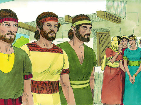 Agora, a filha de Saul, Mical, estava apaixonada por Davi, e quando contaram a Saul sobre isso, ele ficou satisfeito. – Slide número 6