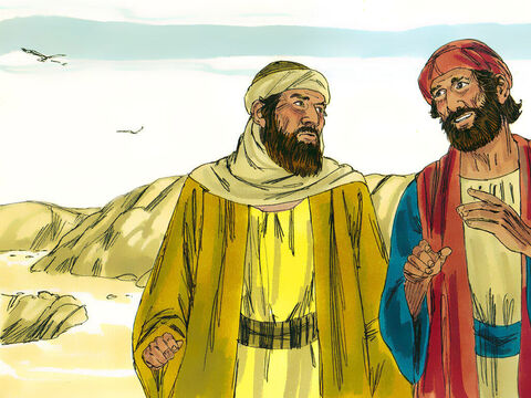 No terceiro dia depois que Jesus foi crucificado e colocado no sepulcro, dois de Seus discípulos estavam caminhando por uma estrada que saía de Jerusalém. Um deles era Cléopas. – Slide número 1