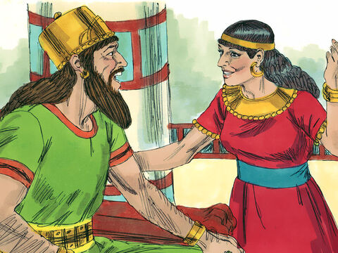 O rei Acabe e a rainha Jezabel governaram o Reino do Norte de Israel. Eles incentivavam as pessoas a adorar falsos deuses. – Slide número 1
