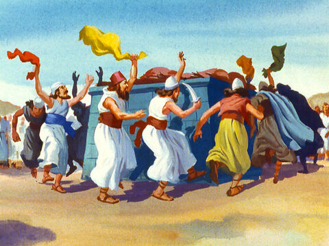 Os profetas pulavam e dançavam:<br/>– Ó Baal, ouve-nos! <br/>Mas Baal não respondia. – Slide número 29