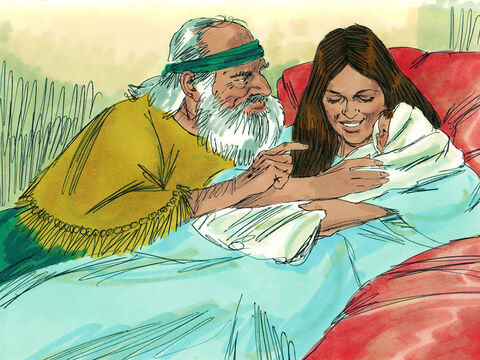 “Por favor, homem de Deus, não me engane!”, disse ela. Mas a mulher engravidou e, no ano seguinte, deu à luz um filho, exatamente como Eliseu lhe dissera. – Slide número 5