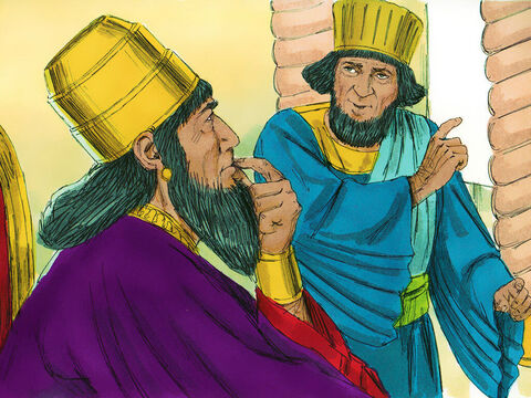 Hamã foi ao rei e disse:<br/>– Há um povo morando no reino que tem suas próprias leis e as obedecem ao invés de obedecer aos comandos do rei. – Slide número 18