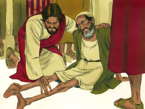 Jesus subiu a colina e os ensinou. Ele passou um tempo curando os enfermos. Havia cerca de 5.000 homens na multidão, além de mulheres e crianças. – Slide número 3