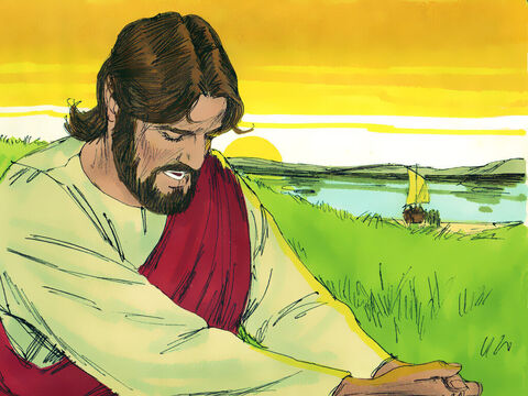 Depois que Jesus despediu as multidões, Ele subiu sozinho a uma colina para orar. – Slide número 13