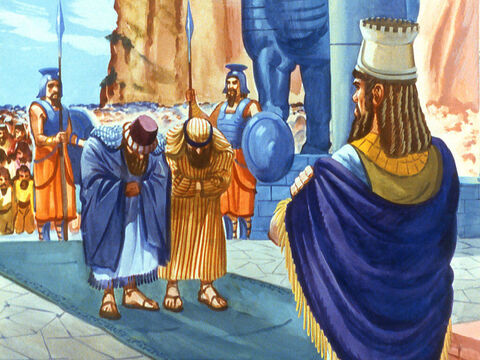 Os dois caldeus não perderam tempo em relatar ao rei aquilo que eles haviam visto. Eles tinham inveja de Sadraque,  Mesaque e Abede-Nego. – Slide número 20