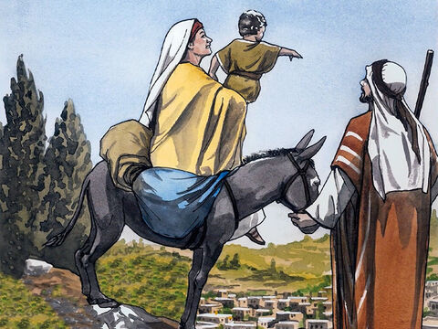Então ele se levantou e tomou o menino e Sua mãe e retornaram à terra de Israel. Mas, quando ele ouviu que Arquelau reinava na Judeia em lugar do seu pai Herodes, ele ficou com medo de ir para lá. Depois de ser avisado em sonhos, ele foi para as regiões da Galileia. – Slide número 7