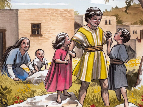 Ele chegou até numa cidade chamada Nazaré e morou lá. Então, cumpriu-se o que havia sido falado pelos profetas, que Jesus seria chamado Nazareno. – Slide número 8