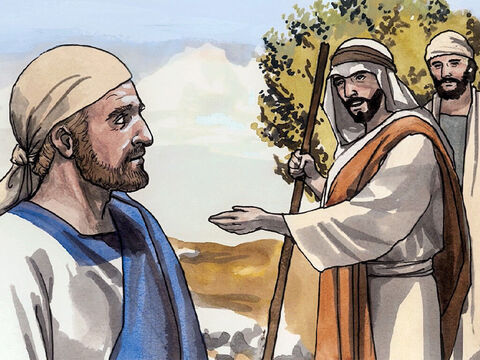 No dia seguinte, Jesus resolveu partir para a Galileia. Ele encontrou Felipe, a quem disse: “Segue-me”. (Ora, Felipe era de Betsaida, cidade de André e Pedro.) – Slide número 6