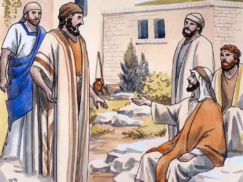 Jesus viu Natanael aproximar-se e exclamou: “Eis um verdadeiro israelita, em quem não há dolo!” Natanael perguntou-Lhe: “Donde me conheces?” – Slide número 8