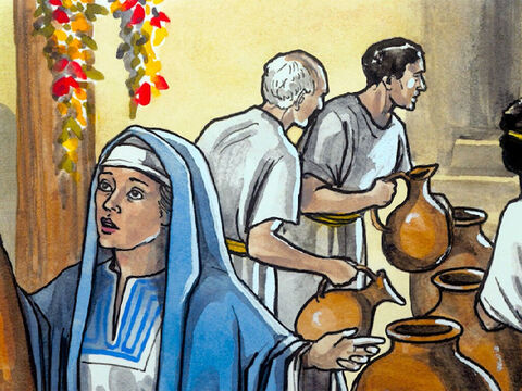A mãe de Jesus disse aos serventes: "Façam qualquer coisa que Ele lhes ordenar." – Slide número 5