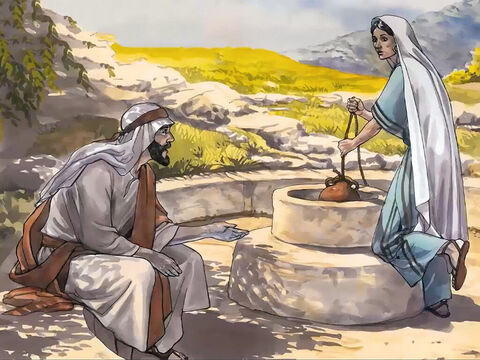 Veio uma mulher de Samaria tirar água. Disse-lhe Jesus... – Slide número 5