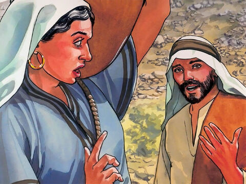 Jesus disse a ela: “Tens razão ao dizer: 'Eu não tenho marido', pois tiveste cinco maridos...” – Slide número 14