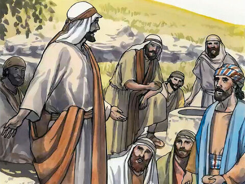Entretanto, os seus discípulos lhe rogaram, dizendo: "Rabi, coma." Ele, porém, lhes disse: "Tenho um alimento para comer, que vocês não conhecem." – Slide número 9