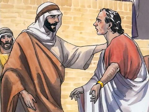 Quando soube que Jesus havia voltado da Judéia para a Galiléia, foi até Ele e implorou que Jesus descesse e curasse seu filho, que estava para morrer. – Slide número 5