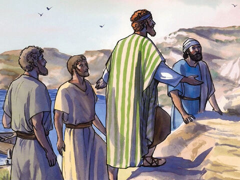 Então, as multidões o buscavam e foram até Jesus e tentavam impedir que Ele os deixasse. – Slide número 9