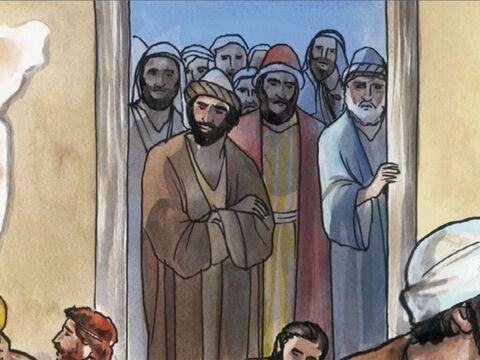 Vendo isso, os fariseus perguntaram aos Seus discípulos: – Slide número 5