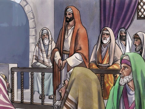 Os doutores da lei e os fariseus observavam Jesus de perto para ver se Ele curaria no sábado, para que pudessem encontrar um motivo para acusá-lo. – Slide número 3