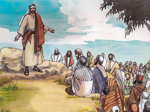 Jesus tinha ido a um monte para ensinar seus discípulos. – Slide número 1