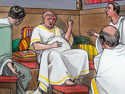 Por aquele tempo Herodes, o tetrarca, ouviu os relatos a respeito de Jesus e disse aos que o serviam: – Slide número 1
