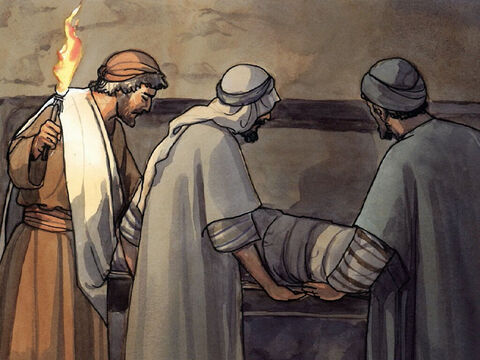 Os discípulos de João vieram, levaram o seu corpo e o sepultaram. – Slide número 12
