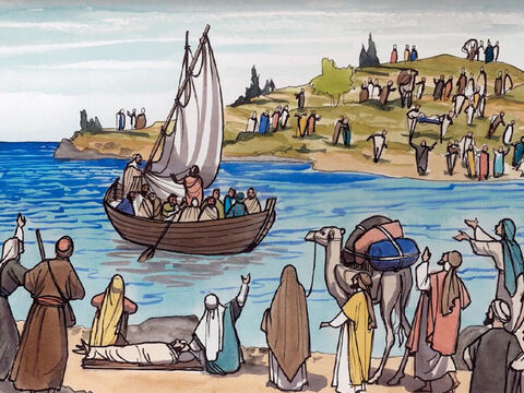Algum tempo depois, Jesus partiu para a outra margem do mar da Galiléia (ou seja, do mar de Tiberíades), – Slide número 1