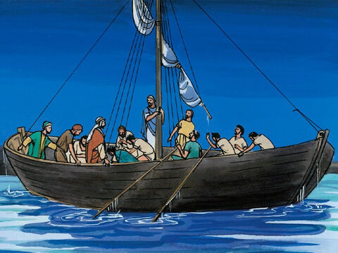 Quando entraram no barco, o vento cessou.  Então os que estavam no barco o adoraram, dizendo: “Verdadeiramente tu és o Filho de Deus”. – Slide número 10