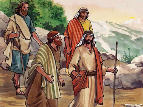 Jesus levou Pedro, João e Tiago para o monte afim de orarem. – Slide número 1