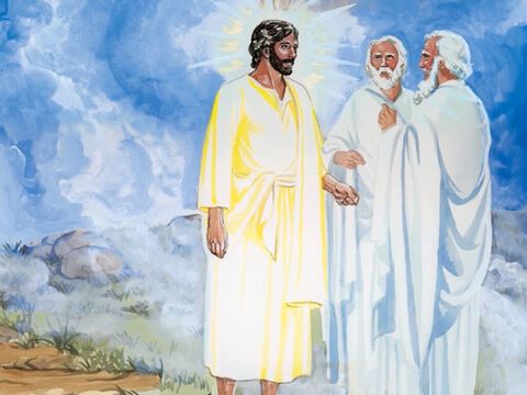 viram a glória de Jesus e os dois homens que estavam com ele. – Slide número 4