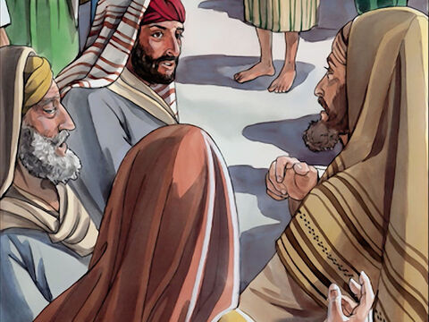 Levaram aos fariseus o homem que fora cego.  Era sábado o dia em que Jesus havia misturado terra com saliva e aberto os olhos daquele homem. Então os fariseus também lhe perguntaram como ele recuperara a vista. – Slide número 11