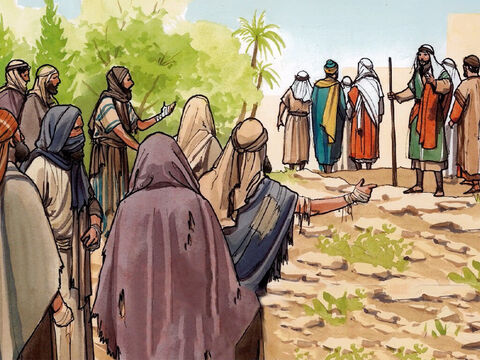Ficaram a certa distância e gritaram em alta voz: “Jesus, Mestre, tem piedade de nós!” Ao vê-los, ele disse: “Vão mostrar-se aos sacerdotes”. – Slide número 2