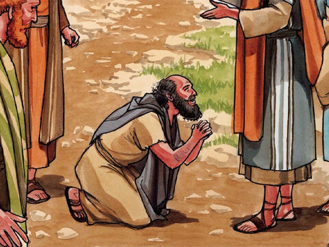 Prostrou-se aos pés de Jesus e lhe agradeceu. Este era samaritano. – Slide número 4