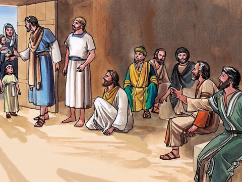 Mas Jesus chamou as crianças, dizendo: "Deixai que as criancinhas venham até mim e não as impeçais”... – Slide número 3