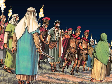 Naquela hora Jesus disse à multidão: “Estou eu chefiando alguma rebelião, para que vocês venham prender-me com espadas e varas? – Slide número 17