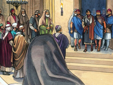 Os que prenderam Jesus o levaram a Caifás, o sumo sacerdote, – Slide número 1