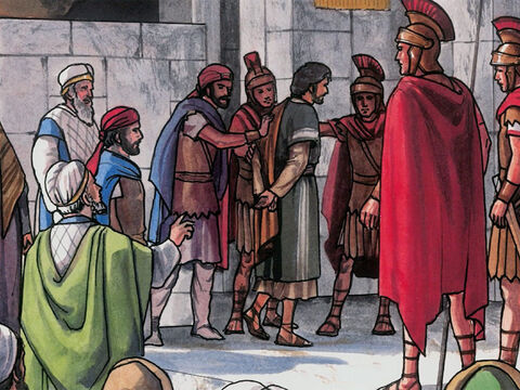Em seguida, os judeus levaram Jesus da casa de Caifás para o Pretório. – Slide número 1
