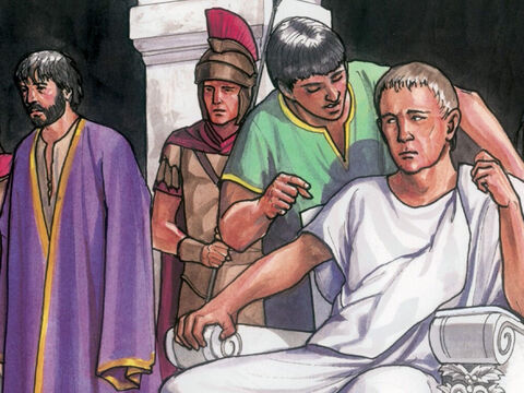 Estando Pilatos sentado no tribunal, sua mulher lhe enviou esta mensagem: “Não se envolva com este inocente, – Slide número 5
